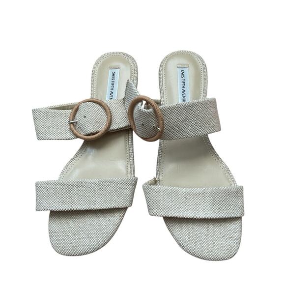 Saks fifth avenue tan canvas sandals‎ 7.5 - Picture 1 of 3